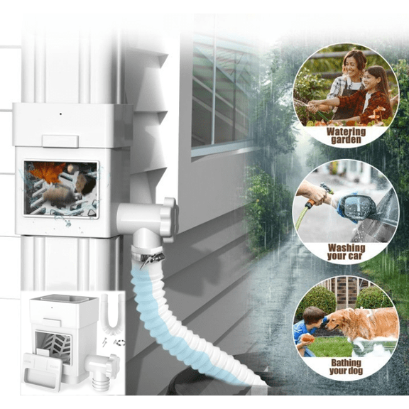 Rainwater Collection System High Efficiency Downspout Diverter Weather Resistant Outdoor Rain Barrel Kit