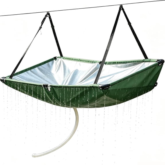 Rainwater Collection System With Hose, Water Storage Bag And Downspout Diverter, Reusable Roof Rain Catcher For Lawn Garden Balcony Camping Greenhouse, Oxford Cloth