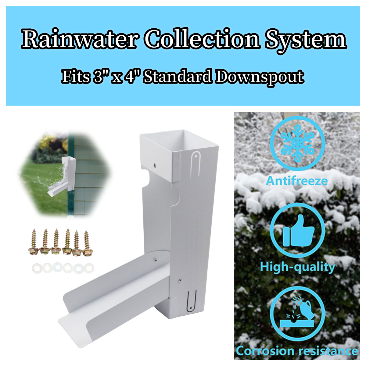 Rainwater Collection System, Stainless Steel Rain Barrel Diverter Kit