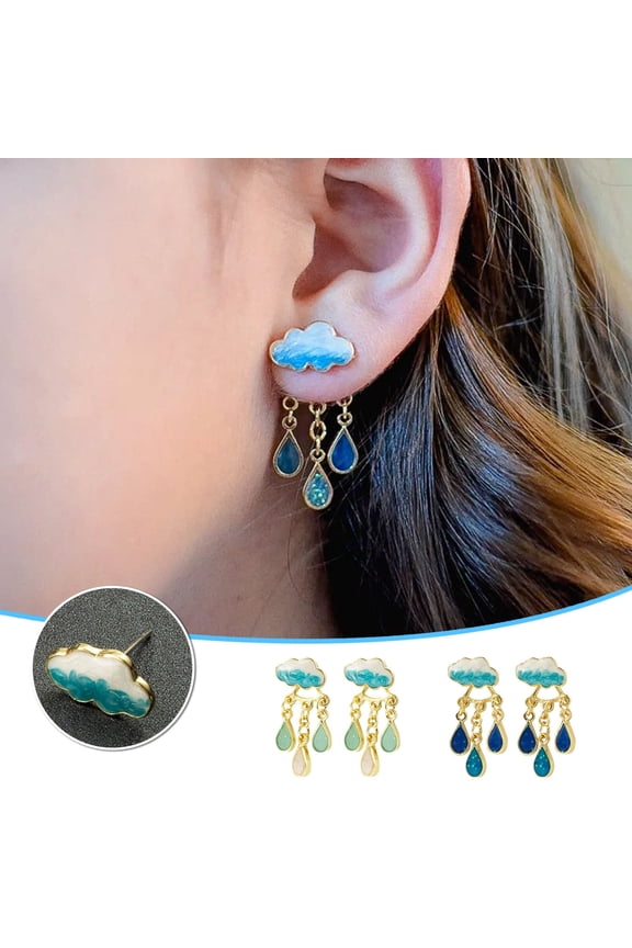 Rainy Day Cloud Earrings Cloud Rain Earrings Stud Earrings Advanced Cute Fresh Water Drop Earrings Jewelry