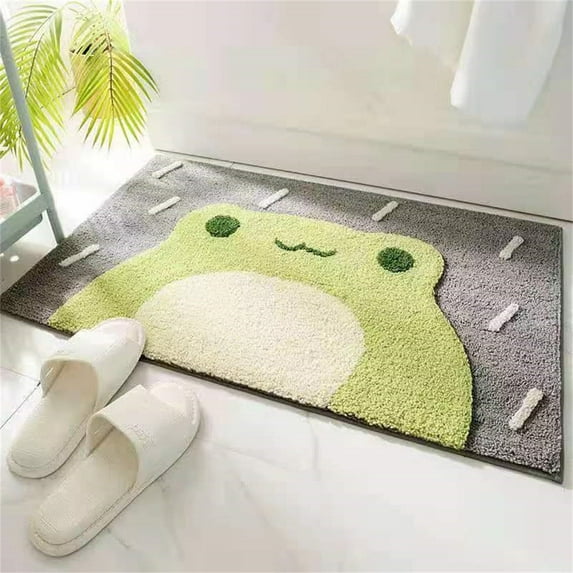 Rainy Day Frog 28 Indoor Outdoor Area Rug - Cute Frog Design With Non-Slip Backing, Soft Fluffy Texture - For Entryway, Bathroom, Patio, Bedroom, Living Room