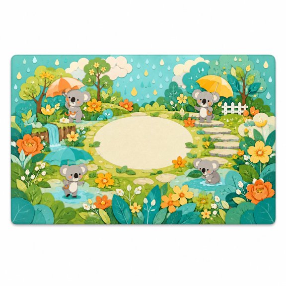 Rainy Day Garden Koala Rectangle Rug for Kids Room Spring