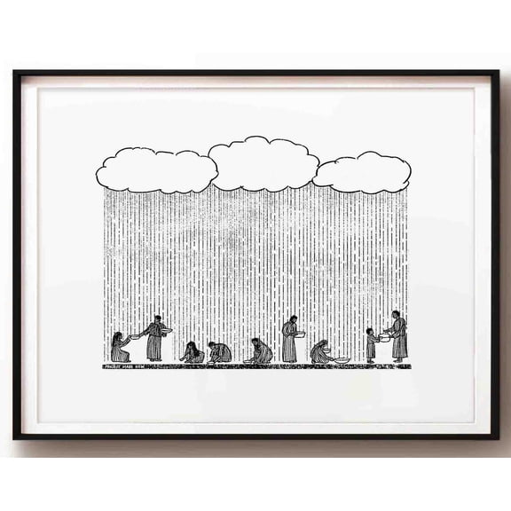 Rain Down Manna, Bread From Heaven, God Provides Bible Sketch Wall Art Christian Modern Bible Print Gift, Exodus Wall Art, Modern Wall Decor, 16x24 UNFRAMED