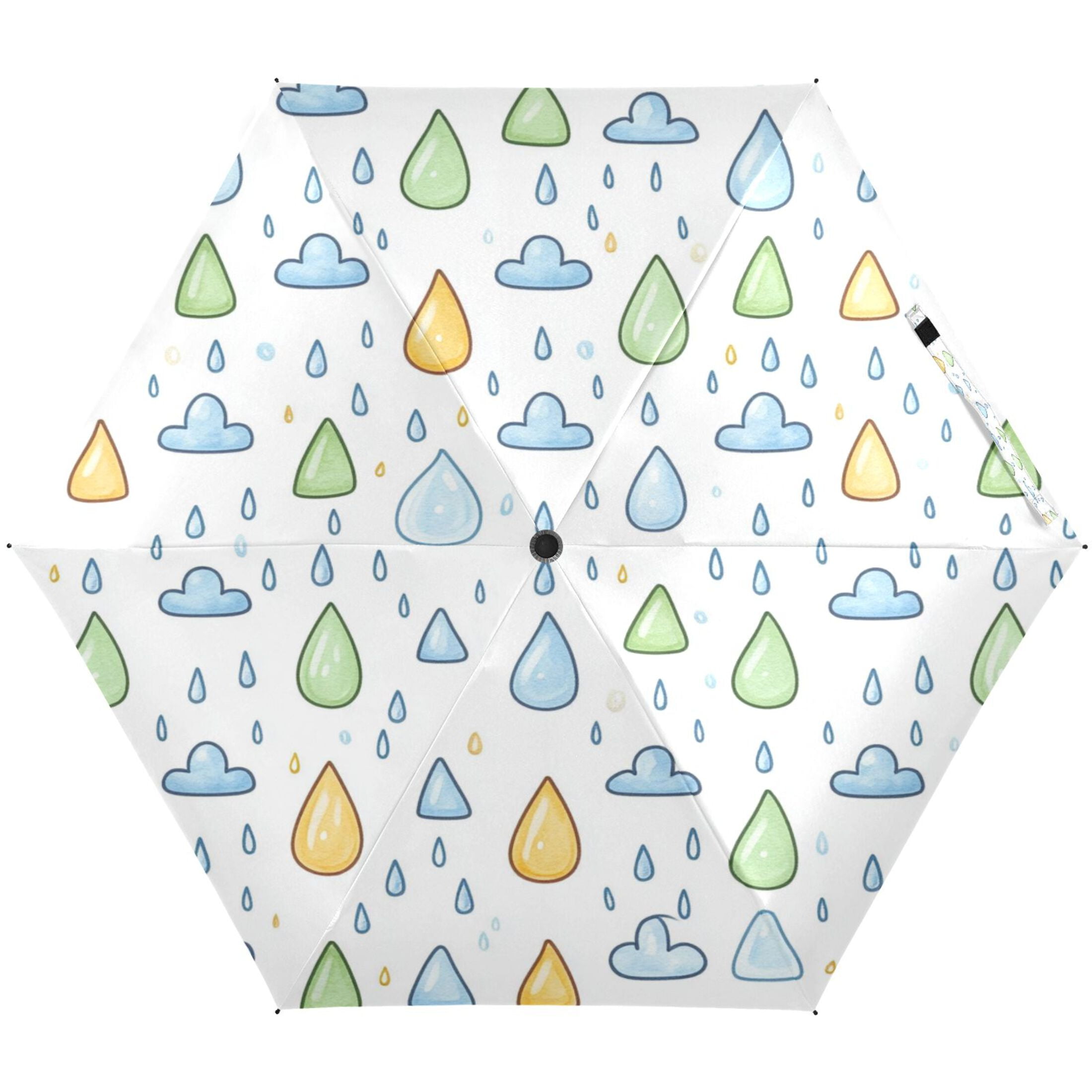 Rainy Day Pattern Umbrellas for Sun Auto Open Close UV50+ Waterproof 5-Fold Compact Fiberglass Frame