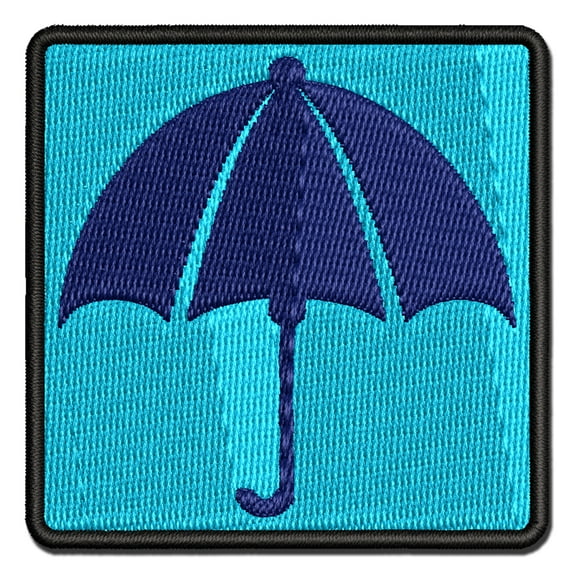 Rainy Day Umbrella Applique Multi-Color Embroidered Iron-On Patch - 2.0 Inch Mini