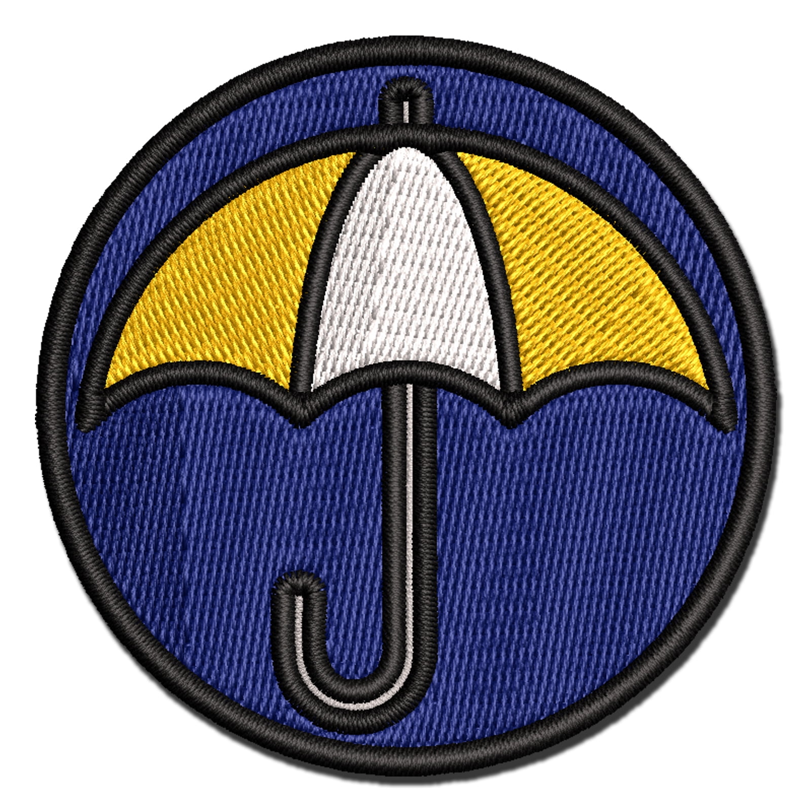 Rainy Day Umbrella Icon Applique Multi-Color Embroidered Iron-On Patch - 3.5 Inch Large
