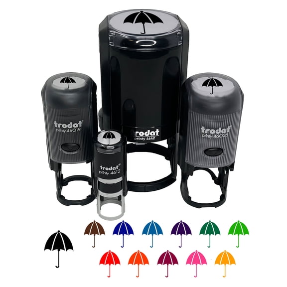 Rainy Day Umbrella Self-Inking Rubber Stamp Ink Stamper - Blue Ink - Mini 1/2 Inch