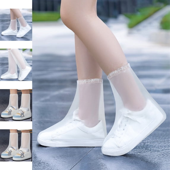 Rainy Day Waterproof Disposable Plastic Rain Shoes, Outdoor Thickening Foot Covers, Drawstring Design, Multiple Sizes, 2-Pack