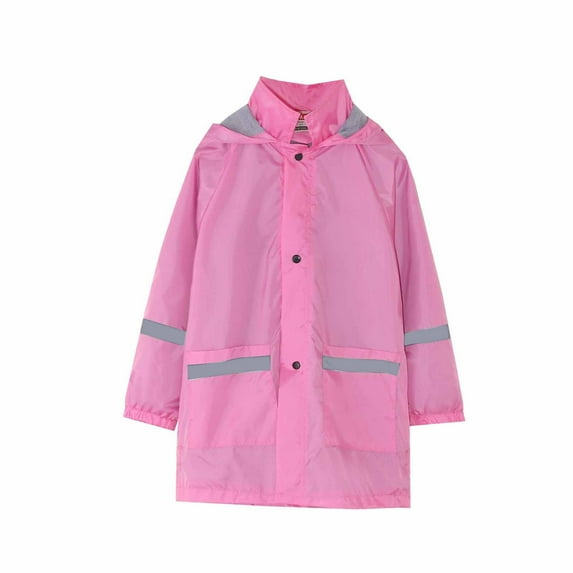 Rainy Season Children'S Raincoat Jacket Cute Print Hooded Mid-Length Jacket with Pockets