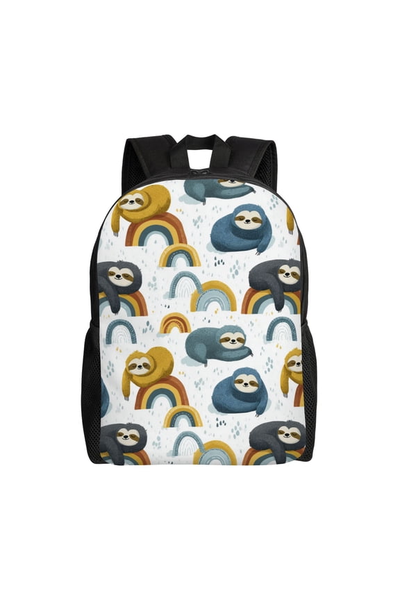 Rainy Sloth Pattern Backpack with 15 Inch Laptop Compartment,Water-Resistant Daypack, Large Capacity Backpack with Adjustable Breathable Shoulder Straps for Daily Use Travel Gym