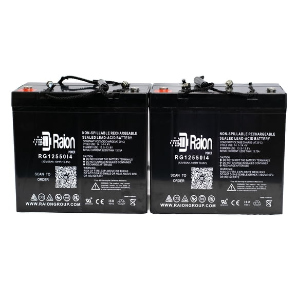 Raion Power 12V 55Ah 22NF Wheelchair Battery for Golden Technology Compass GP600 SS - 2 Pack