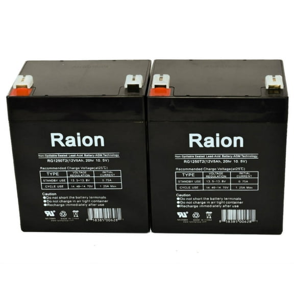 Raion Power 12V 5Ah Replacement Battery for CooPower CP12-4.0 - 2 Pack
