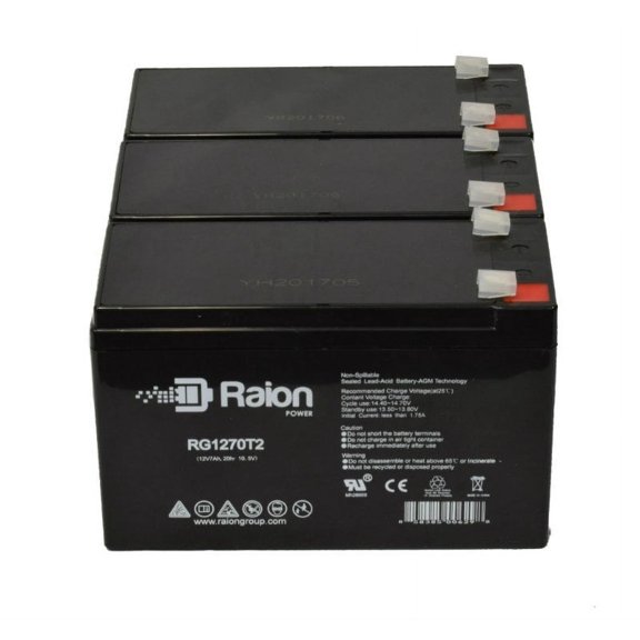 Raion Power 12V 7Ah Replacement Alarm Battery for Altronix SMP3PMP4 - 3 Pack