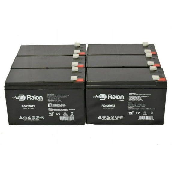 Raion Power 12V 7Ah Replacement Battery for Vision CG12-7A - 6 Pack