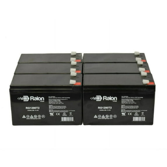 Raion Power 12V 9Ah Upgraded UPS Battery for Alpha Technologies Pinnacle Plus 3000T - 6 Pack
