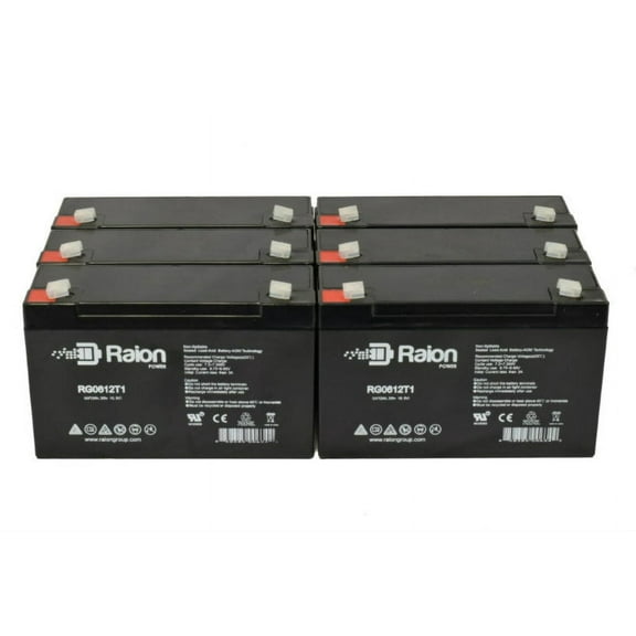 Raion Power 6V 12Ah Replacement Battery for PowerCell PC6120 - 6 Pack