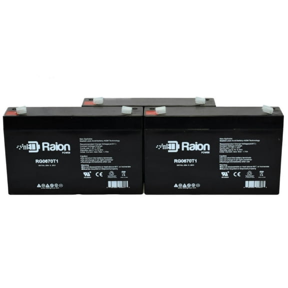 Raion Power 6V 7Ah Replacement Battery for Toyo 3FM7.2 - 3 Pack