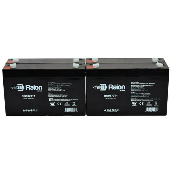 Raion Power 6V 7Ah Replacement Emergency Light Battery for Light Alarms PL2 - 4 Pack