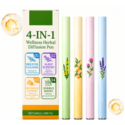 Rairsky Herbal Diffuser Pen, Mullein Vapor Pen Aromatherapy Nasal Inhaler Stick, Portable Herbal Diffuser for Travel and Daily Use, 4 Pack