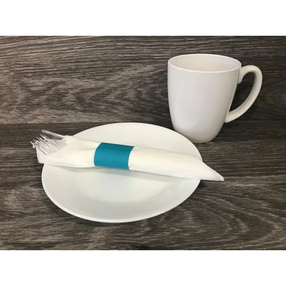 Raise 4.25 X 1.5 Teal Napkin Bands (500) Self Adhesive Ships Free ($0.016/Pc)