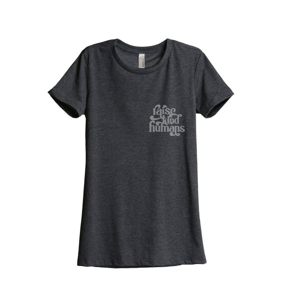 Raise Kind Humans Women's Fashion Relaxed T-Shirt Tee Charcoal Grey 2X-Large