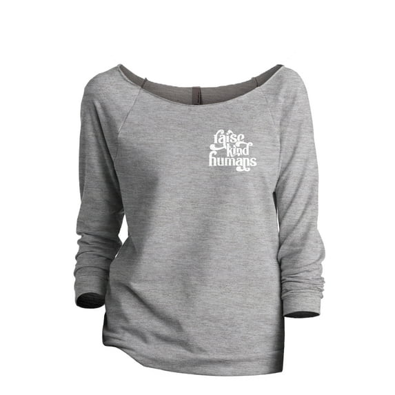 Raise Kind Humans Women's Fashion Slouchy 3/4 Sleeves Raglan Lightweight Sweatshirt Sport Grey Small