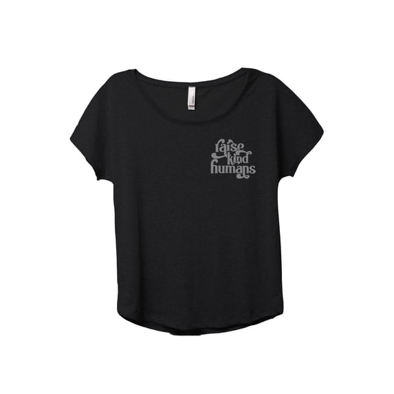 Raise Kind Humans Women's Fashion Slouchy Dolman T-Shirt Tee Heather Black 2X-Large