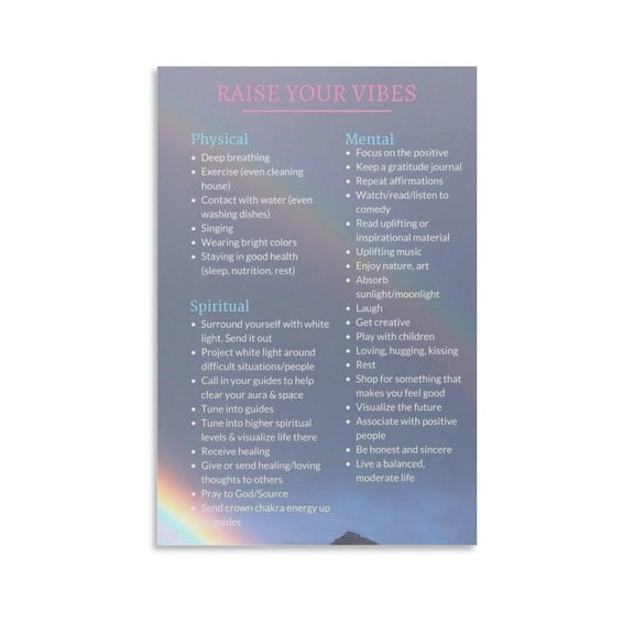 Raise Your Vibes Poster Canvas Wall Art Posters For Room Aesthetic And Decor Poster For Bedroom Living Room Bathroom Kitchen Office Decor poster