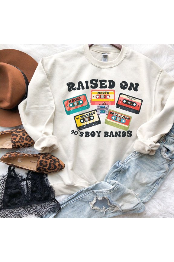 Raised On 90s Boy Bands Sweatshirts, Millennial Hoodies, 90s Throw Back Tees, Retro Cassette Tape Hoodie, 90s Music Hoodie Vintage Band All Size S-5Xl