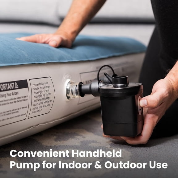 Raised Air Mattress with Built-in Pump ,18in Elevated Inflatable Mattress with Carrying Bag for Home and Camping, Twin & Queen Size Blow Up Bed,Black & Gray