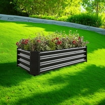 Raised Beds for Garden,Raised Planters for Garden Outdoor,4 X 2 X 1 FT Galvanised Metal Planter Box Beds Steel Kits for Vegetables Flower Herb Patio Black Rectangle