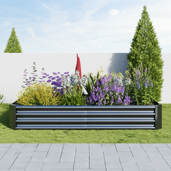 Raised Beds for Garden,Raised Planters for Garden Outdoor,6 X 3 X 1 FT Galvanised Metal Planter Box Beds Steel Kits for Vegetables Flower Herb Patio Black Rectangle