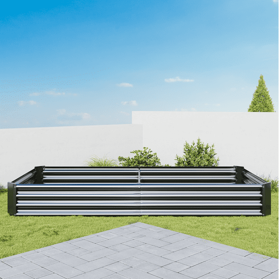 Raised Beds for Garden,Raised Planters for Garden Outdoor,8 X 4 X 1 FT Galvanised Metal Planter Box Beds Steel Kits for Vegetables Flower Herb Patio,BLACK