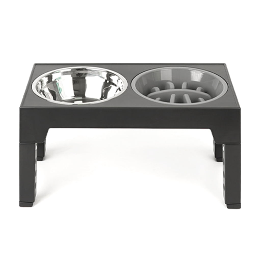 Raised Bowl with Double Bowl Slow Feeder Bowl Adjustable Height Dog Bowl for Pet Feeding Food Container Puppies
