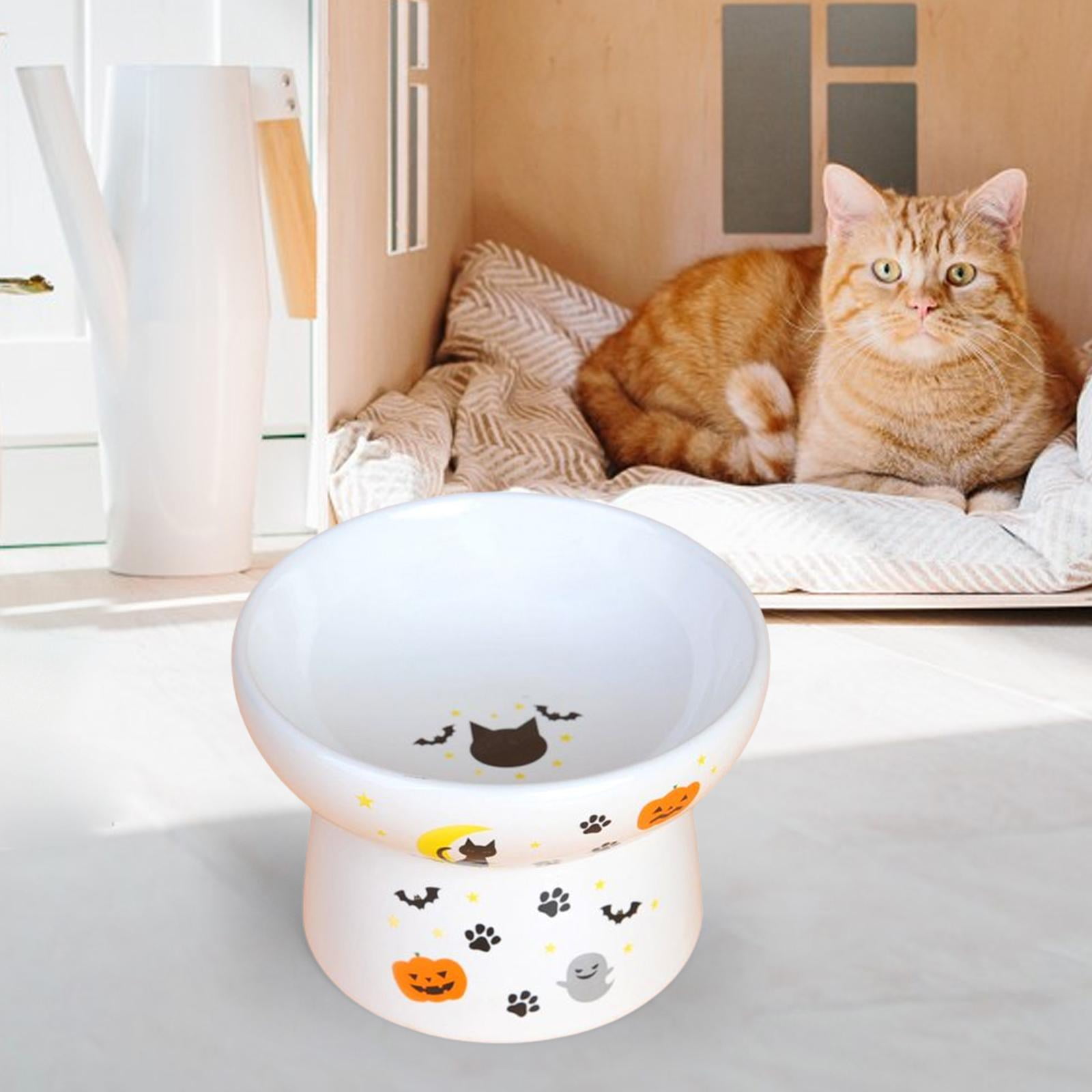 Cat Bowl Stand, 15° Tilted Raised Feeding Dish For Food And Water, Sturdy  Bamboo And Metal Frame Feeder Set, Suitable For Cats And Small Dogs, Comes  With 2 Food-grade Ceramic Bowls