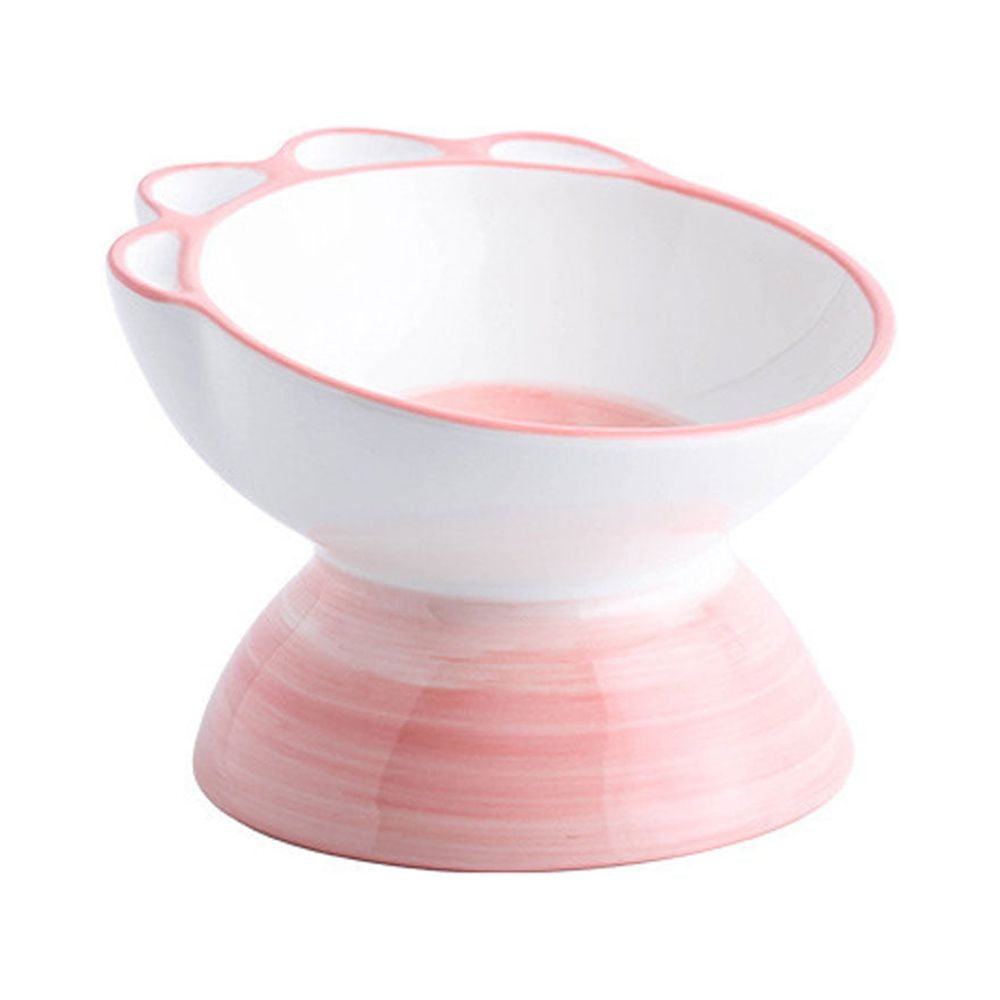 Raised Cat Bowl,Elevated Ceramic Cat Bowls with Tilt Angle,Protect Pet