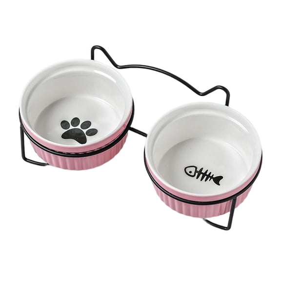 Raised Cat Bowl Kitty Drinking Bowl Tilted Elevated Cat Bowl for Indoor