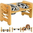 thumbnail image 1 of Raised Cat Bowl Stand, Dinosam  Elevated Cat Bowls, 6 Heights Adjustable Elevated Dog Bowls with 10oz 2 Stainless Steel, Adjusts to Heights 2.95"-6.89", 1 of 9