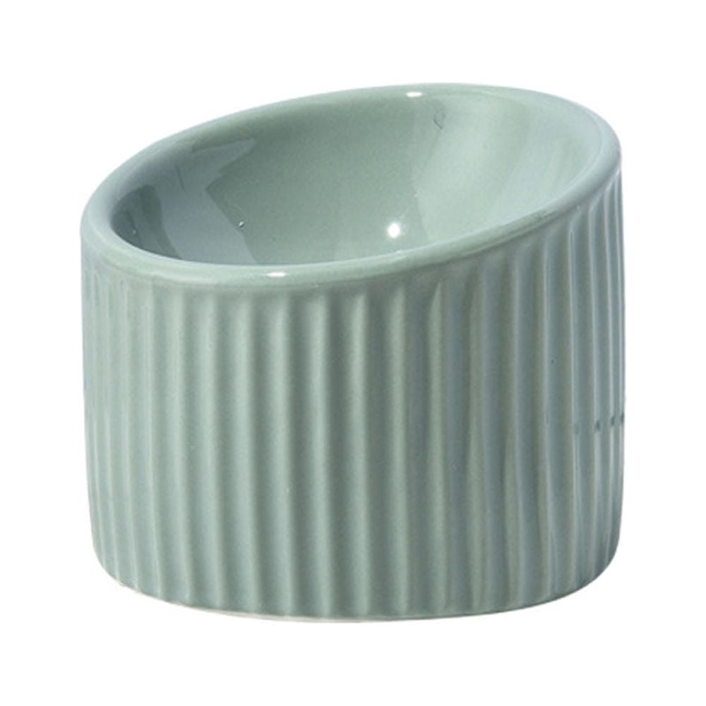 Tilted Elevated Cat Bowl Set - Ceramic, Raised Feeder For Flat-Faced Cats, Dishwasher Safe