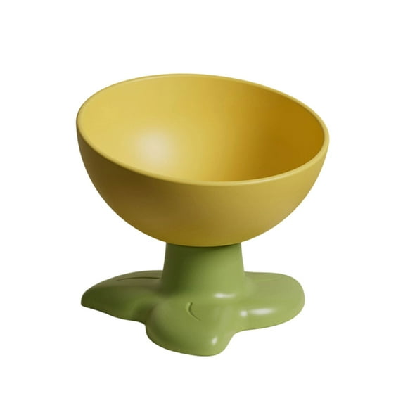 Raised Cat Bowls for Indoor Cats Plastic Cute Elevated Cat Food Bowls Tilted Friendly Cats Water Bowl Puppy Feeding Set Supplies (Yellow)