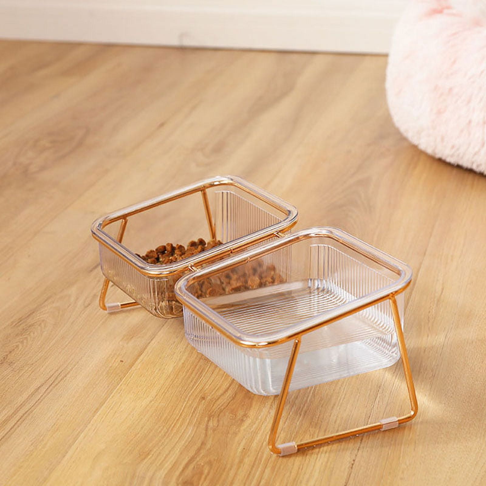 Raised Cat Food Water Bowl Transparent Slanting Mouth Elevated Pet