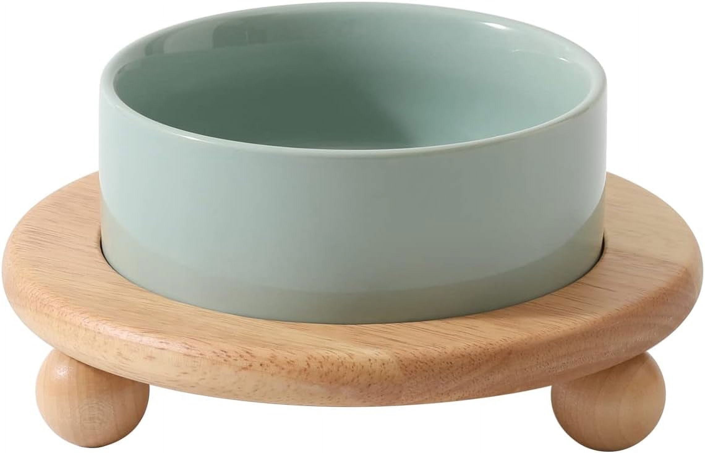 Raised Cat Water Bowl 5.1” Elevated Ceramic Cat Food and Water Bowl Whisker Friendly Pet Water Bowls for Indoor Cats, Wide Kitten Dish Relieve Whisker Fatigue Non Slip Cat Feeder