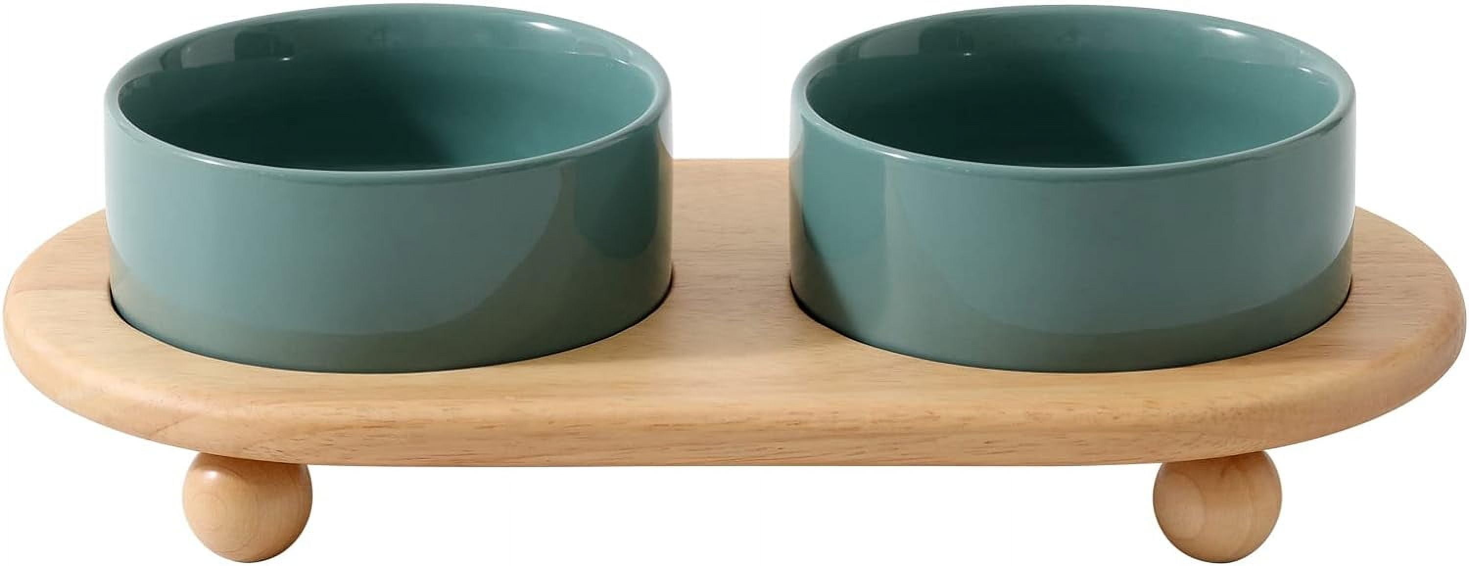 Raised Cat Water Bowl 5.1” Elevated Ceramic Cat Food and Water Bowl Whisker Friendly Pet Water Bowls for Indoor Cats, Wide Kitten Dish Relieve Whisker Fatigue Non Slip Cat Feeder