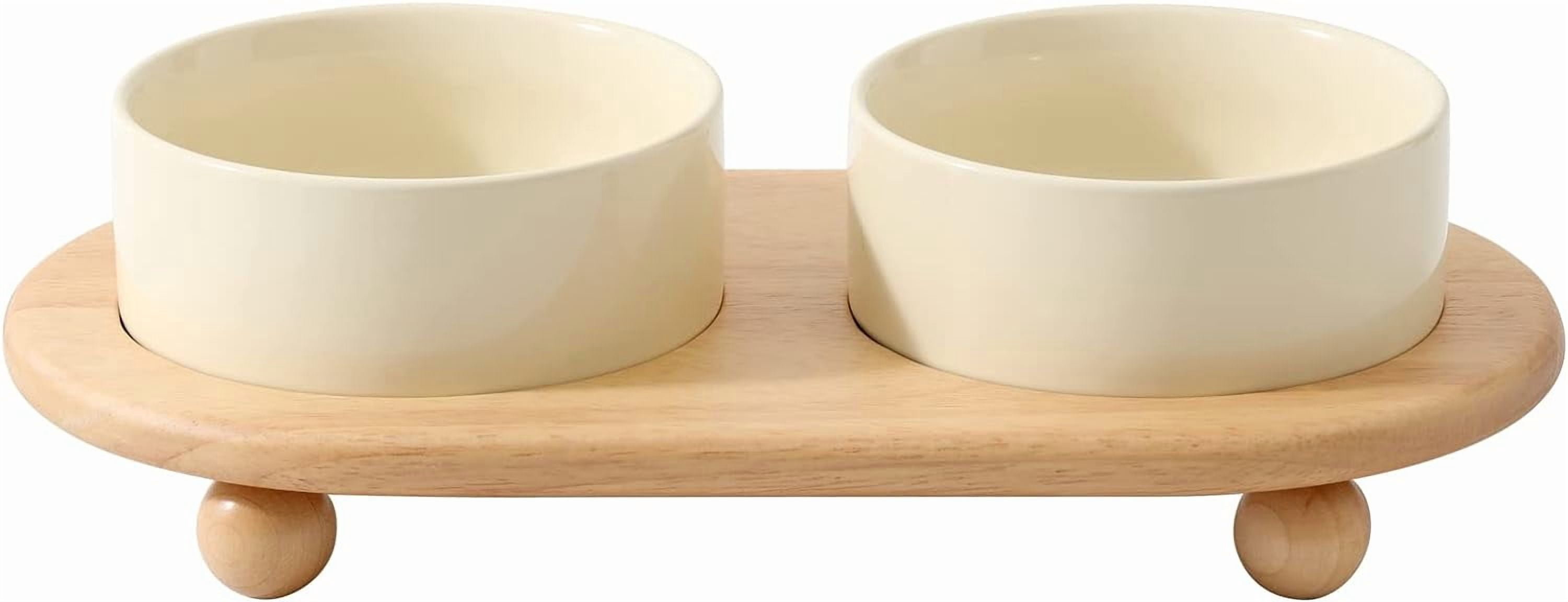 Raised Cat Water Bowl 5.1” Elevated Ceramic Cat Food and Water Bowl Whisker Friendly Pet Water Bowls for Indoor Cats, Wide Kitten Dish Relieve Whisker Fatigue Non Slip Cat Feeder