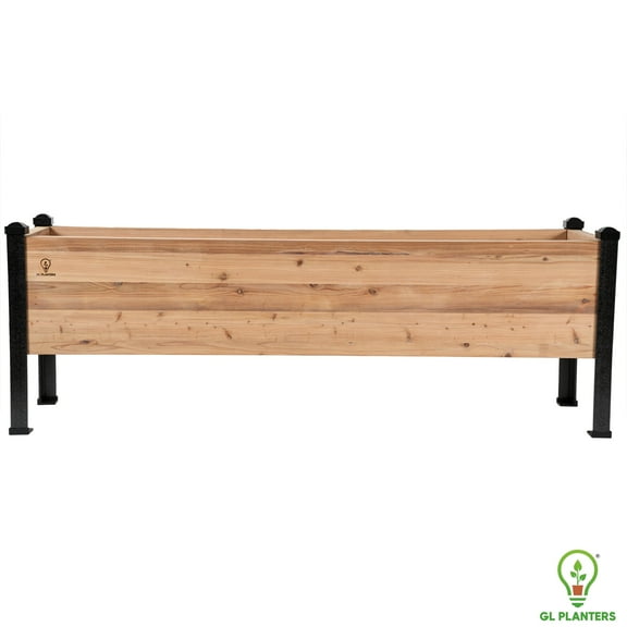 GL Planters® 72" x 18" x 24" Smooth Natural Tongue and Groove Cedar Raised Planter Boxes with Drainage