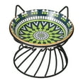 Raised Ceramic Cat Food Bowl Elevated Cat Dish with Anti Slip Metal