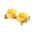 thumbnail image 1 of Raised Ceramic Pet Bowl Double Bowl With Stand Neck Protection Cat Dog Food Water Bowl Elevated Feeding Bowl Anti-Tip Design Yellow, 1 of 7