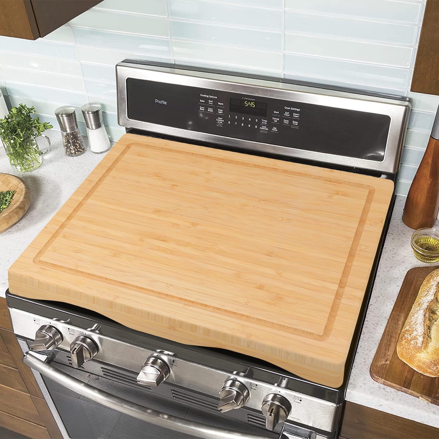 Raised Cutting Board with Legs and Juice Grooves, Stove Cover Board for ...