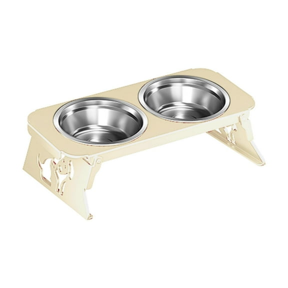 Raised Dog Bowl Pet Feeder Food Water Stand with Removable Stainless Steel Bowls for Kittens Small Dogs