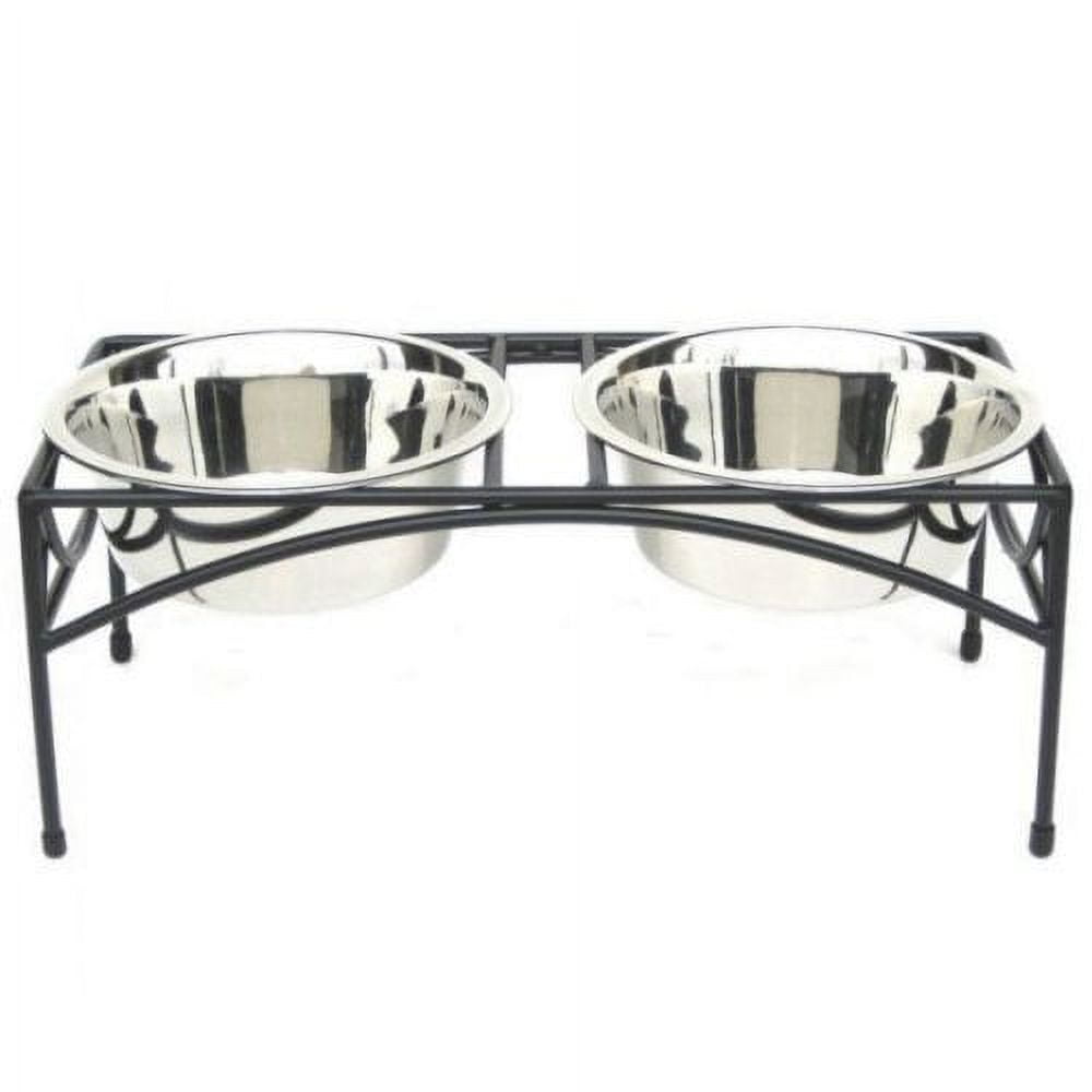 Small Black Stainless Steel Elevated Double Bowl Feeder
